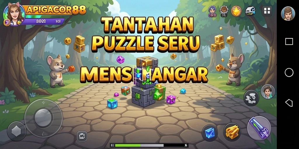 Tampilan gameplay seru dari APIGACOR88 dengan teka-teki menarik.