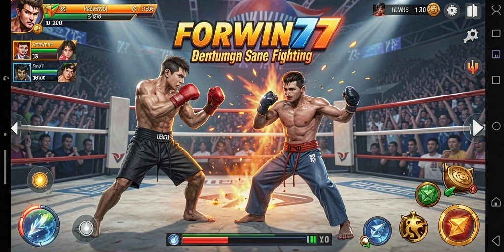 Tampilan gameplay FORWIN77 yang penuh aksi dan seru.
