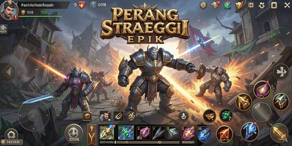 Tampilan gameplay keseruan strategi dan pertarungan di ID098.