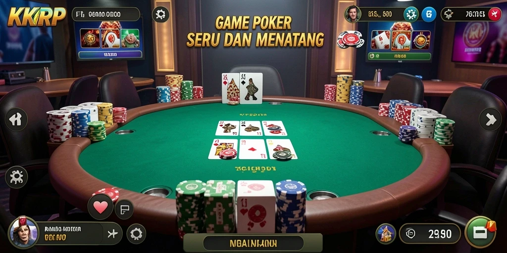 Screenshot menunjukkan gameplay Poker yang menegangkan dan menyenangkan.