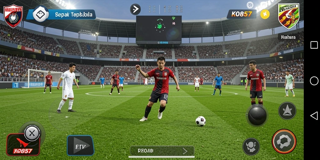 Tampilan gameplay menegangkan di lapangan sepak bola.