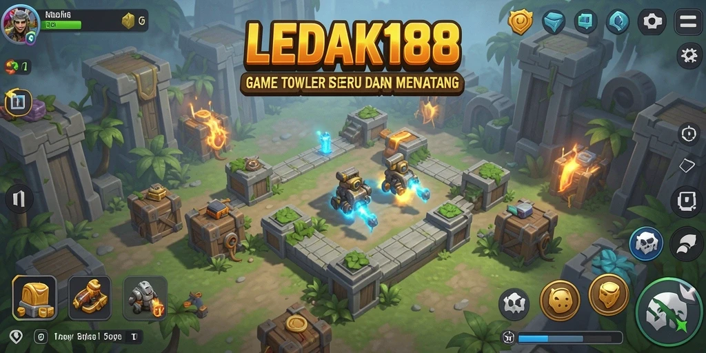 Screenshot utama LEDAK188 menampilkan aksi seru gameplay Tower Defense.