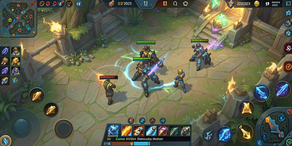 Tampilan gameplay MOBA yang mendebarkan dalam MADU303.