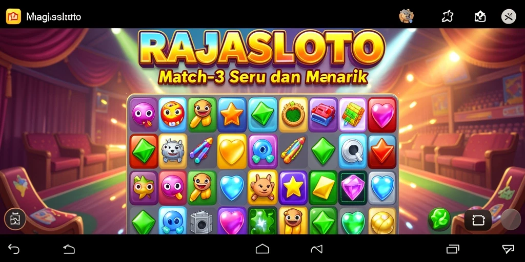 Tampilan gameplay RAJASLOTO yang menarik dengan kombinasi warna-warna cerah.