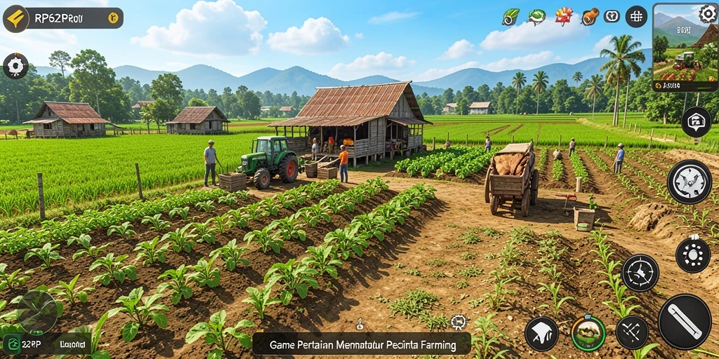 Screenshot gameplay RP62RP dengan pemandangan kebun yang memukau.