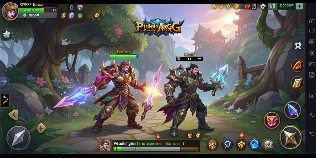 Screenshot gameplay RPRPRP menampilkan aksi pertarungan yang dinamis.