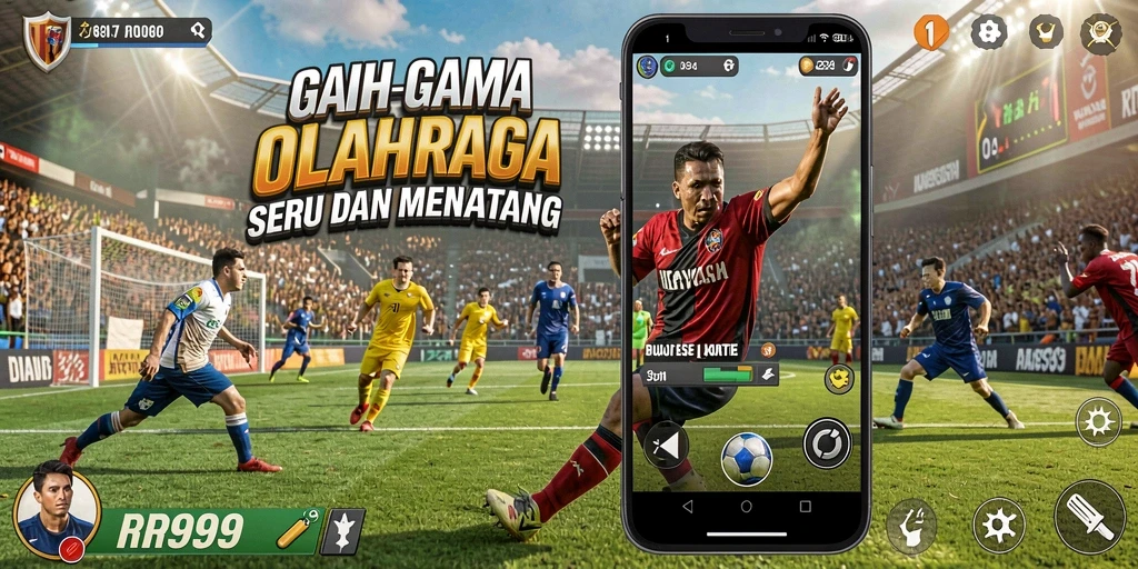 Gambar gameplay RR999 yang menampilkan aksi olahraga yang mendebarkan.