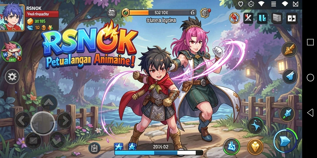 Screenshot gameplay RSNOK menunjukkan aksi seru karakter anime.